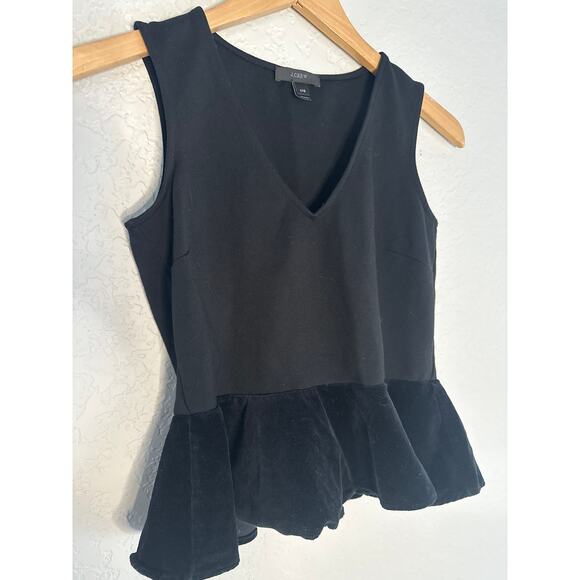 J.Crew Velvet Black Babydoll Tank Top Preppy Dark Goth Stretchy Holiday Cocktail - Picture 3 of 5